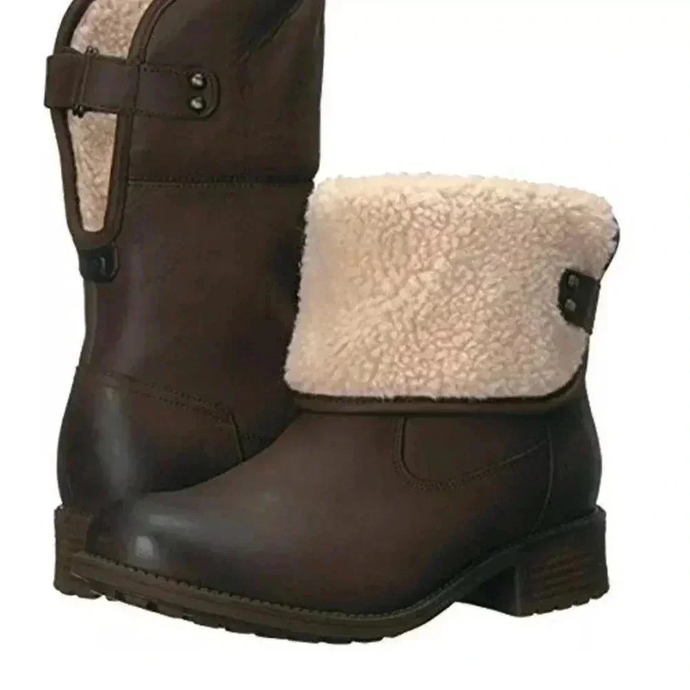 Ugg women’s ALDON water resistant leather boots stout dark brown US size 9